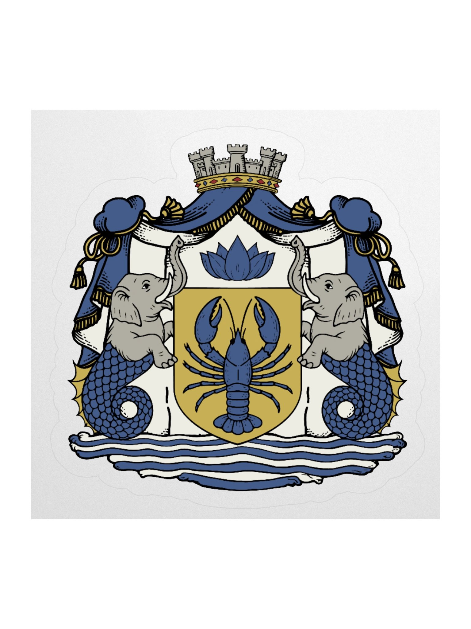 Blue Lobster Royal Arms Kiss Cut Sticker product image (1)