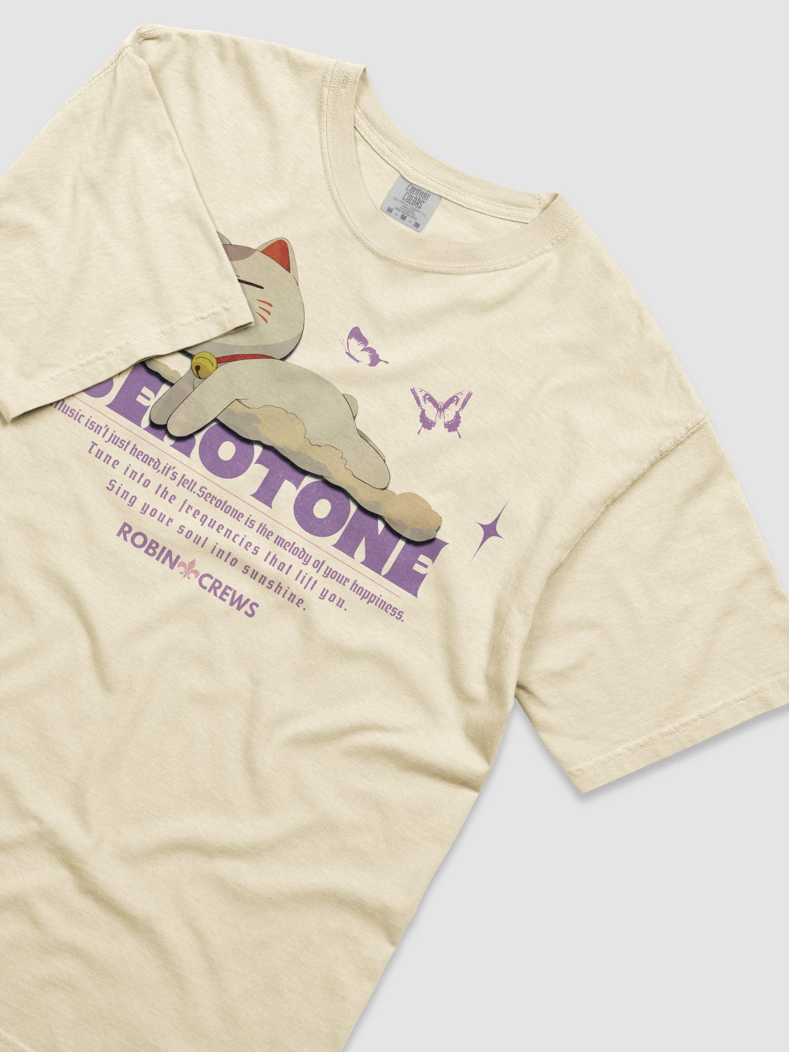 Trendy Purple Graphic T Shirt Serotonin Mood Cat Tee product image (12)