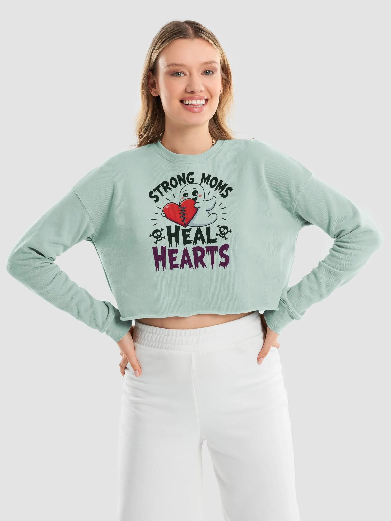 Halloween, Stitched Heart Women's Fleece Crop Sweatshirt product image (17)