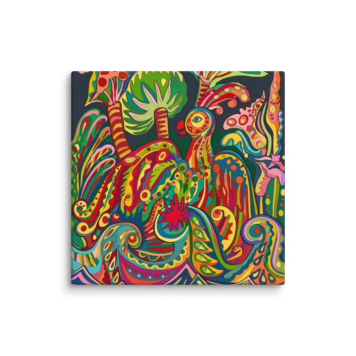 Psychedelic Canvas Art: Swirling Patterns and Vibrant Colors - Loro Park Bird product image (1)