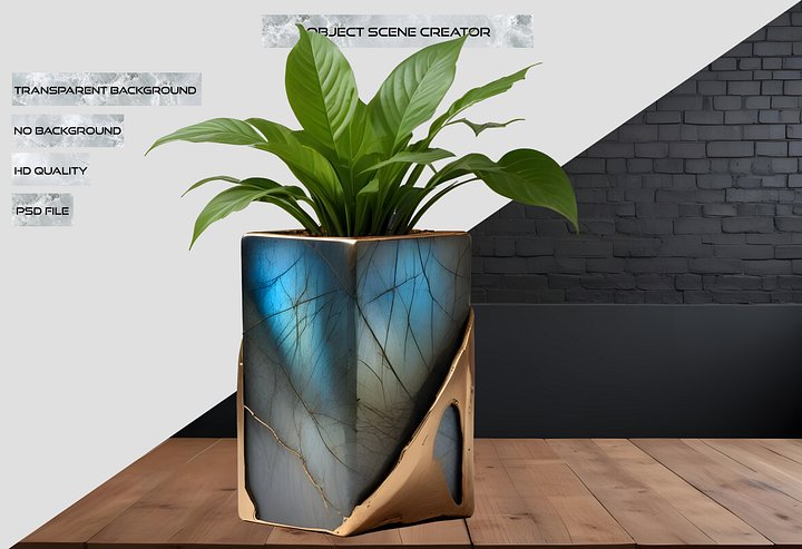 Stellar Luxe – Labradorite Textured Bronze Planter PNG product image (2)