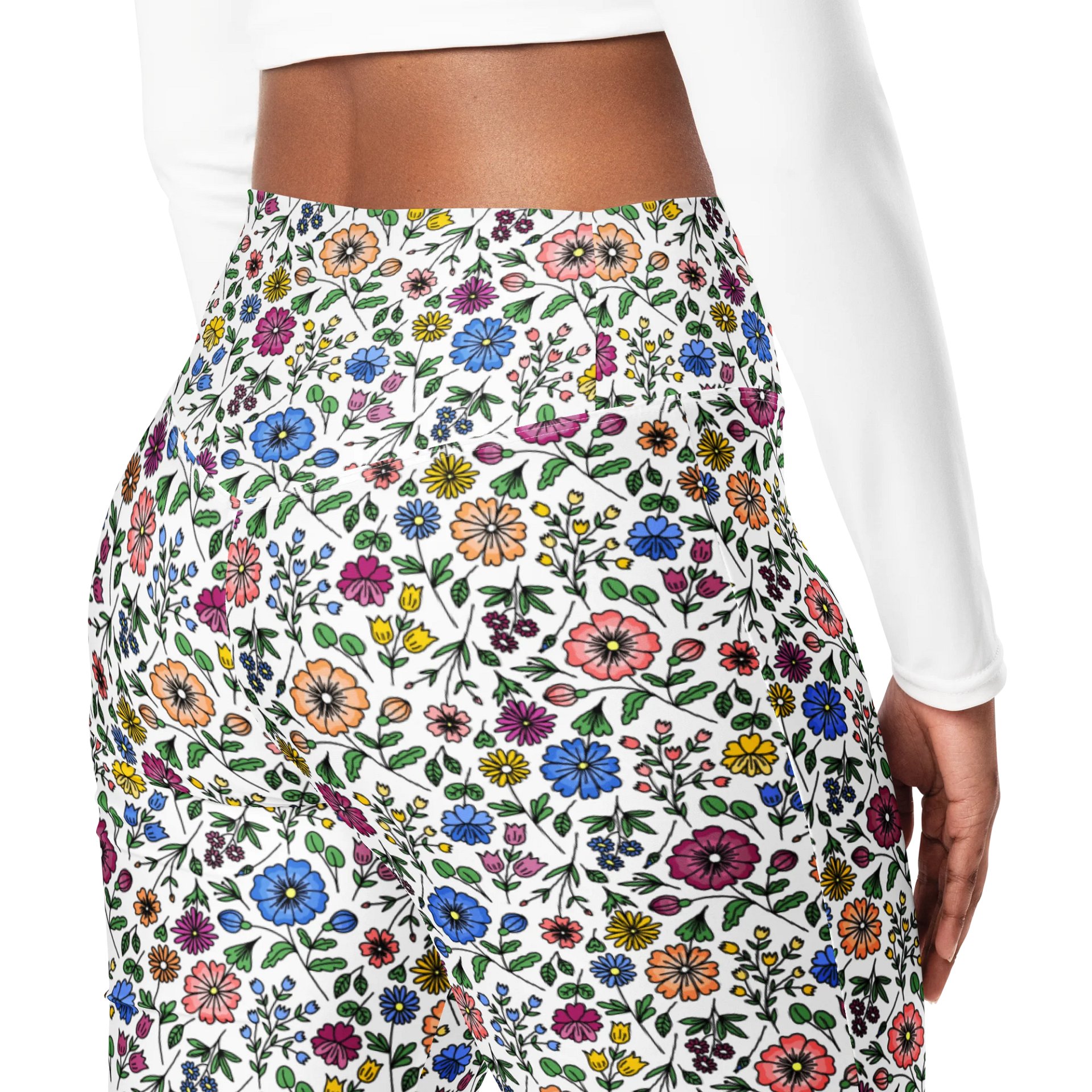 All-Over Print Flare Leggings with Pocket – High-Waisted, Stylish & Comfortable product image (7)