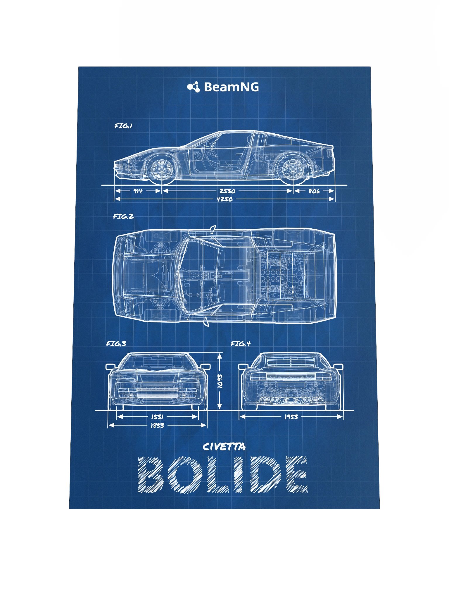 Civetta Bolide Blueprint Poster product image (4)