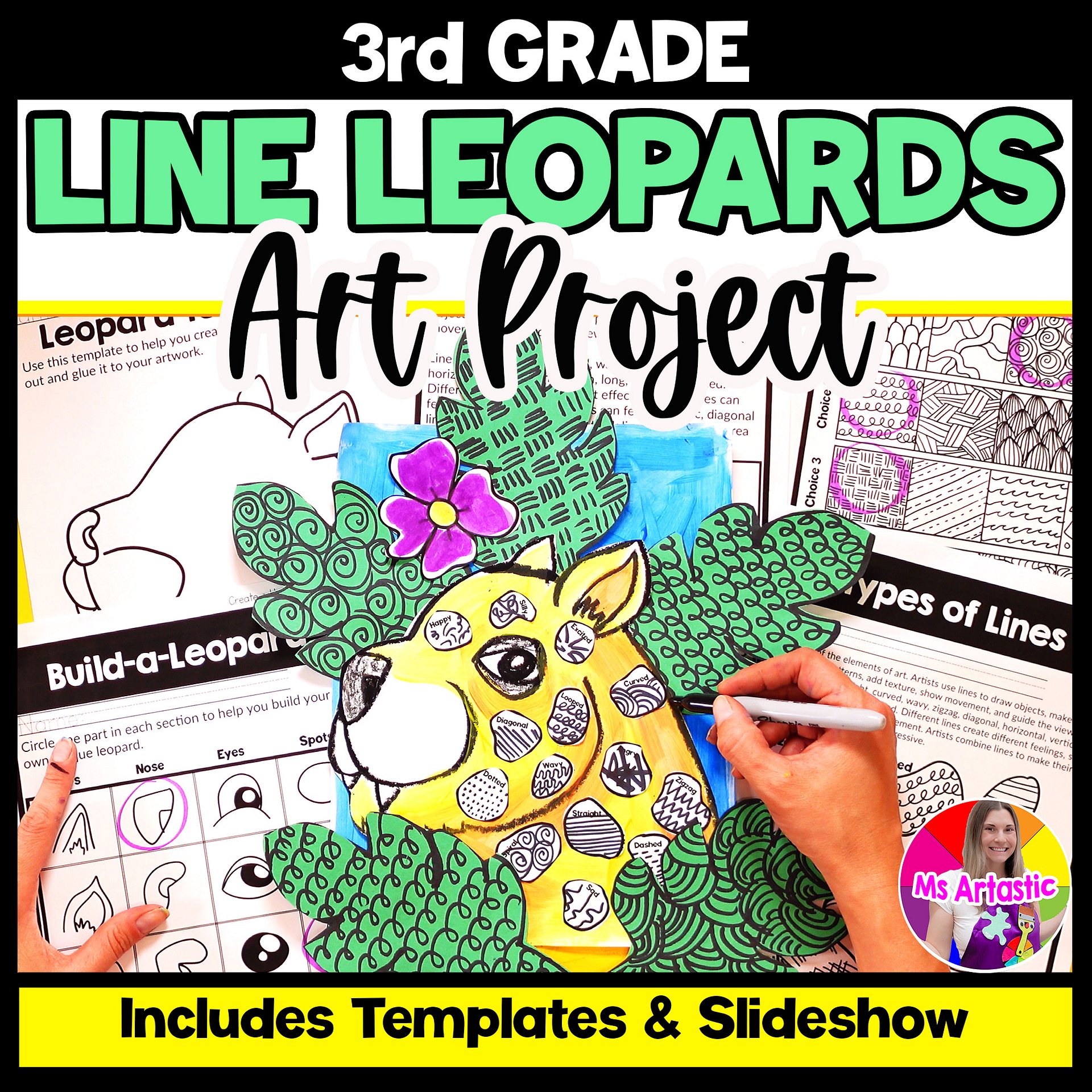 Line Art Lesson Types of Lines Leopard Art Project Line Art Activity product image (1)