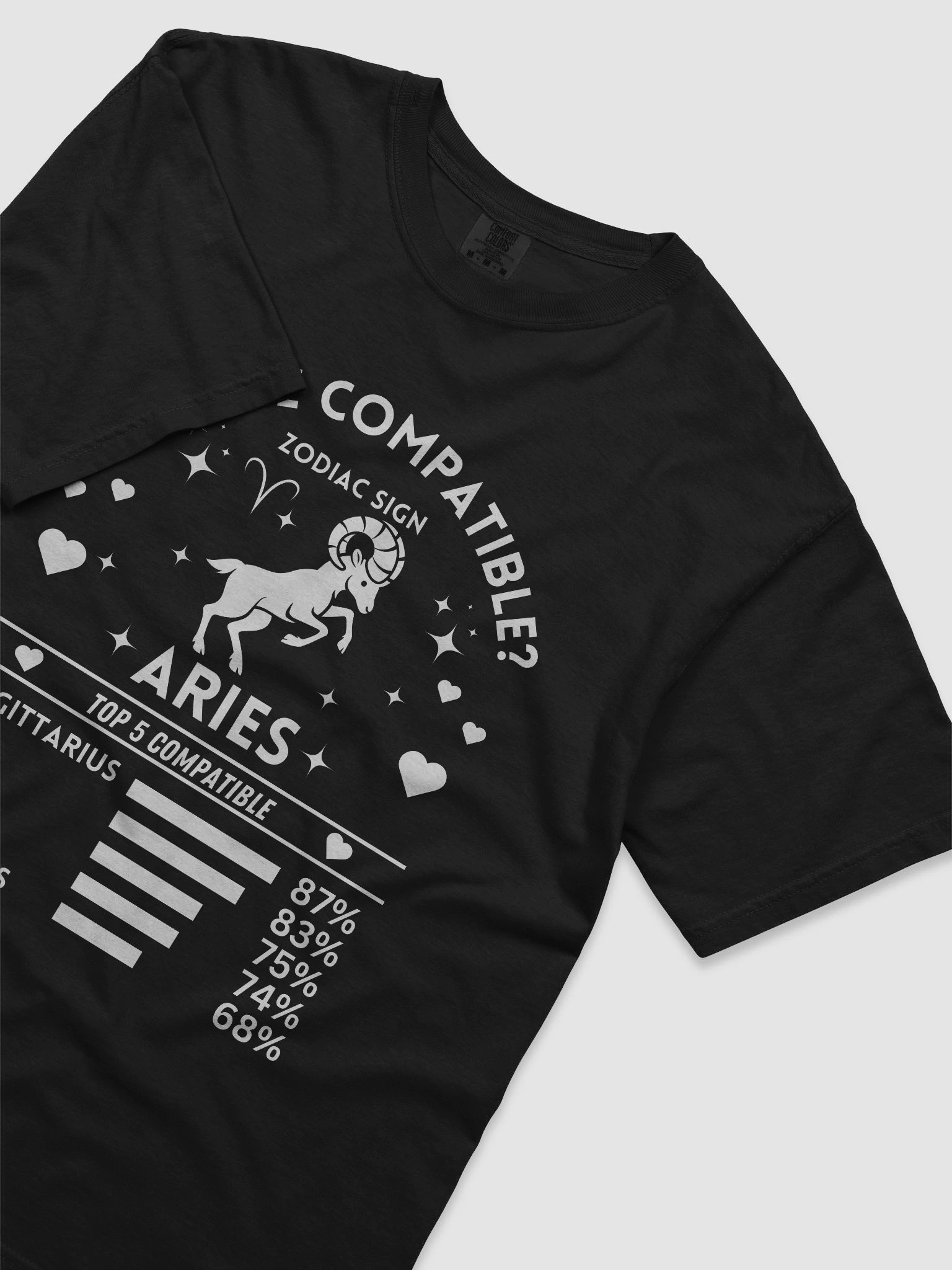 Aries Zodiac Sign Romantic Compatibility T-Shirt - Dark Comfort Colors 1717 product image (3)