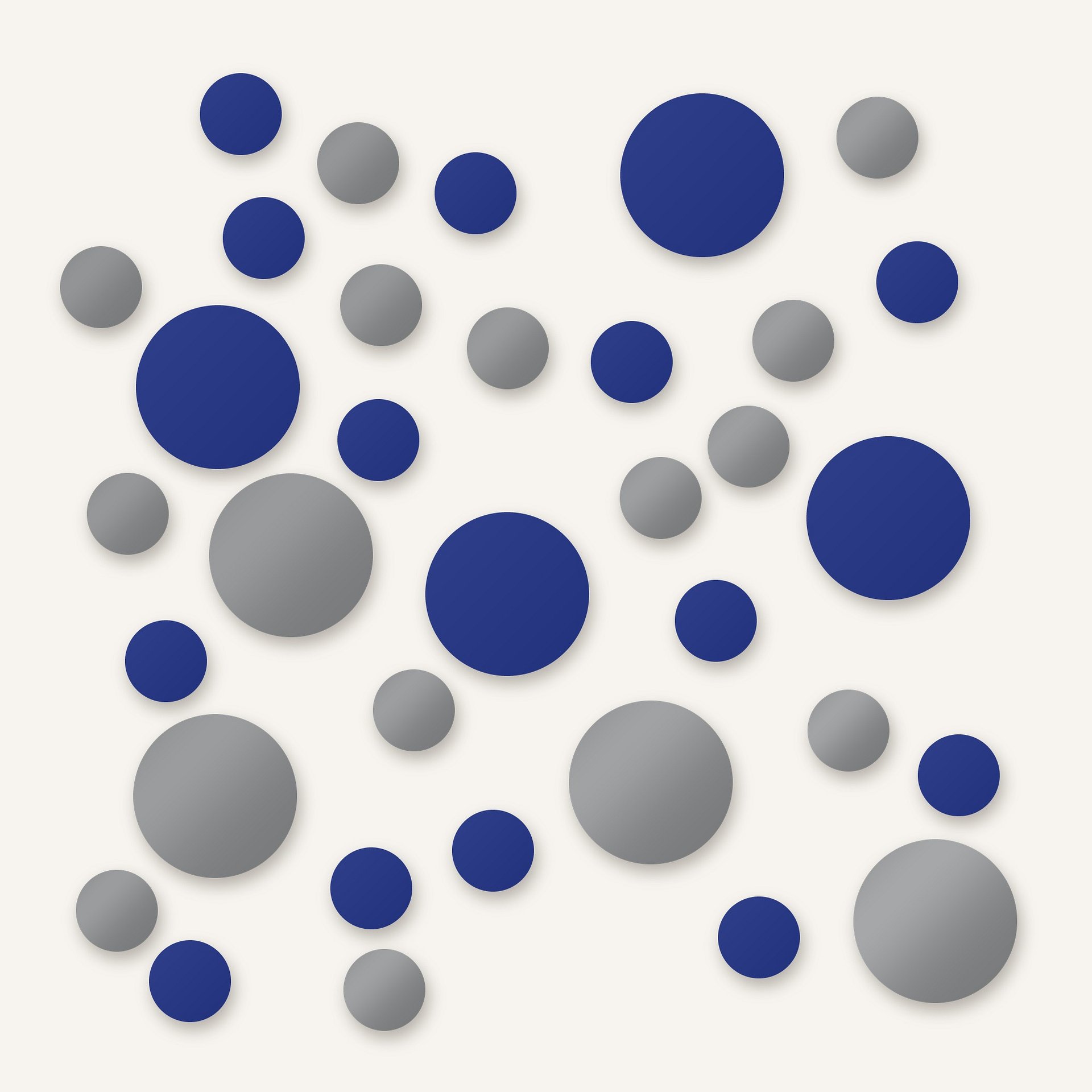 Metallic Silver and Navy Blue Polka Dot Wall Decals, 2" and 4" Vinyl Circle Stickers, Removable Dot Decals for Nursery, Kids Room, Playroom product image (1)