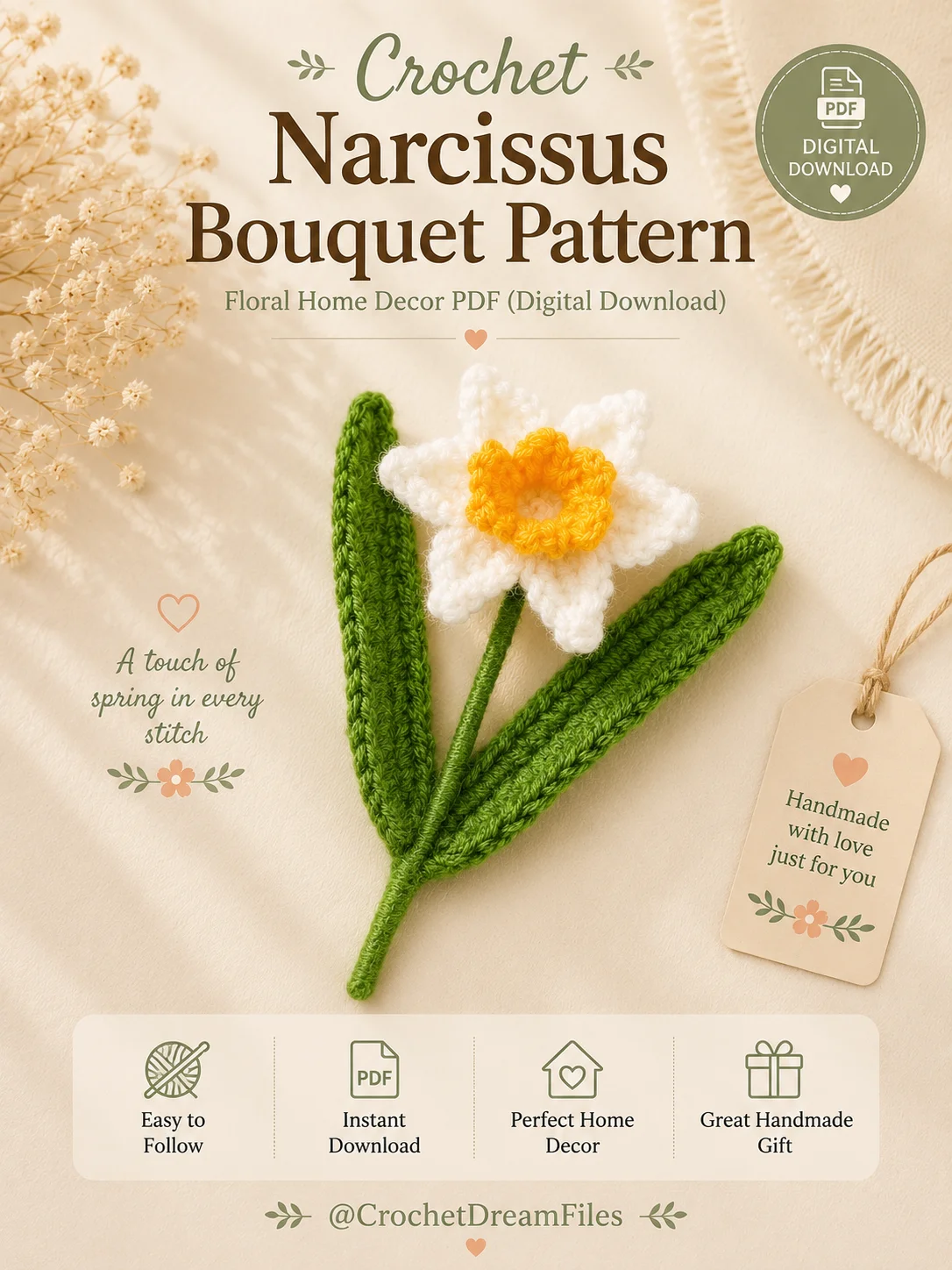Crochet Narcissus Bouquet Pattern product image (4)