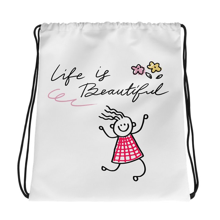Life Is Beautiful Doodle Girl Drawstring Bag product image (1)