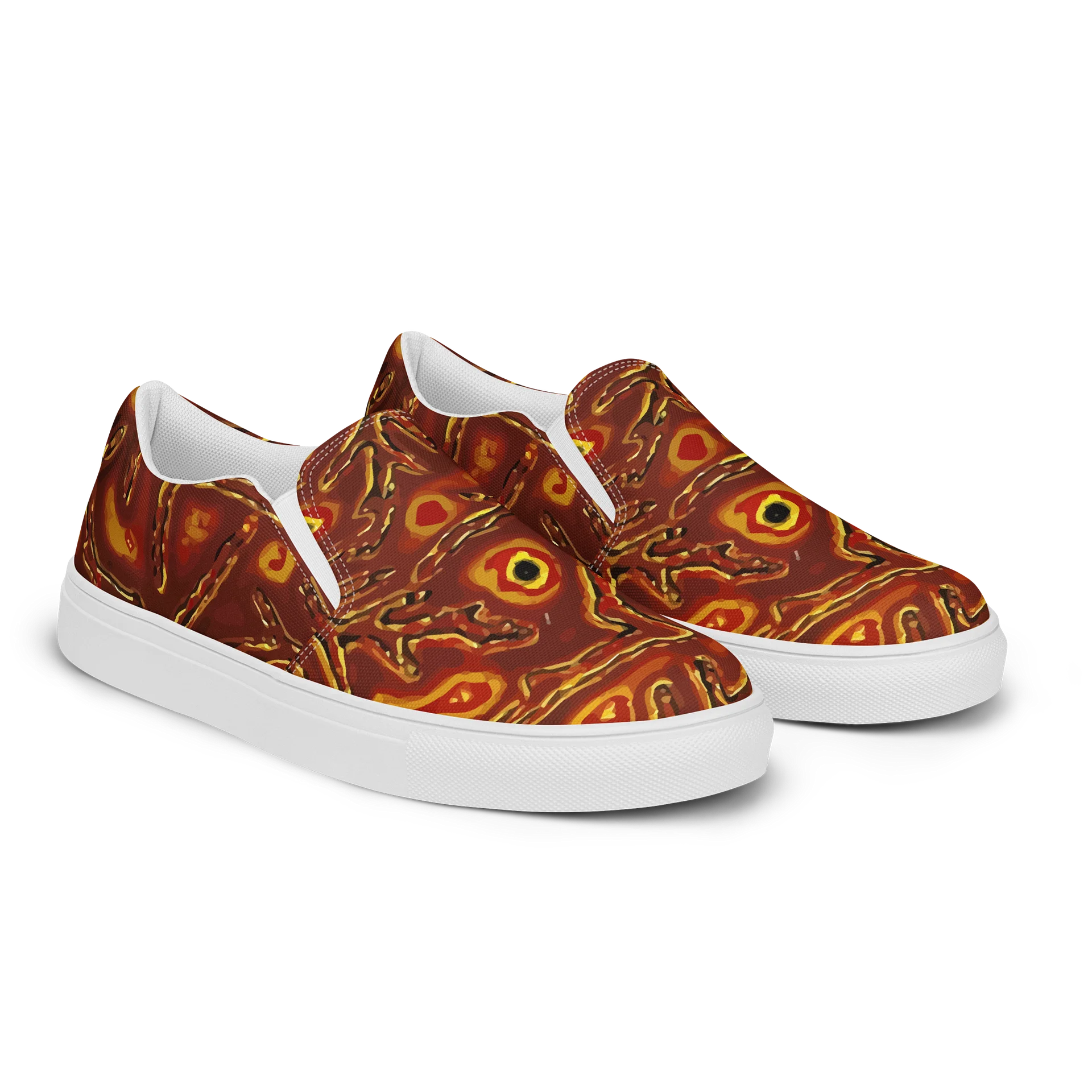Women’s Japanese Fiery Abstract Slip-On Canvas Shoes product image (2)