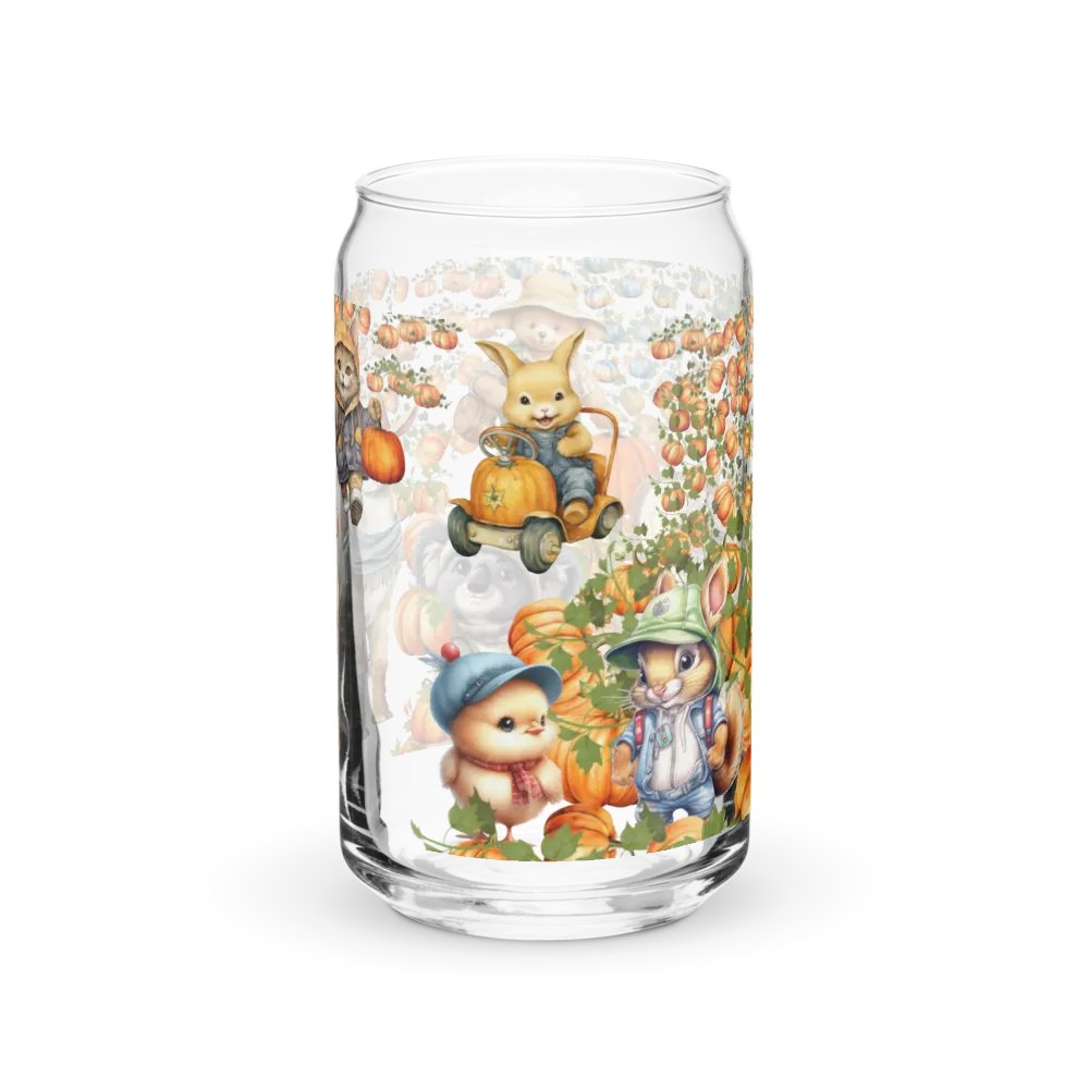 Witches Brew Coven: The Pumpkin Harvest Glass Can Tumbler | 16oz Fall-Themed Drinkware | Whimsical Animal Design product image (12)