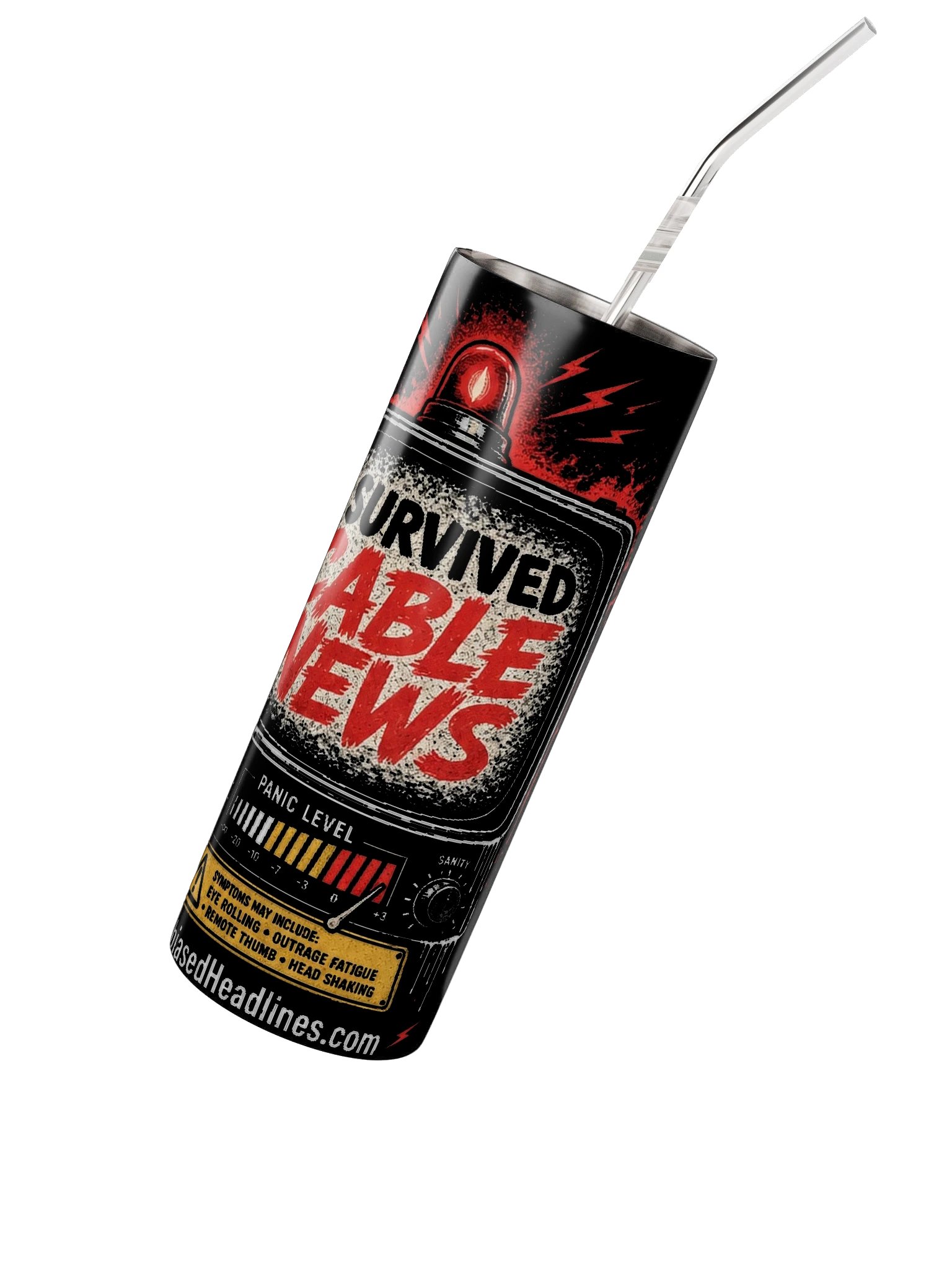 I Survived Cable News (TV Panic-Meter) Stainless Steel Tumbler product image (2)
