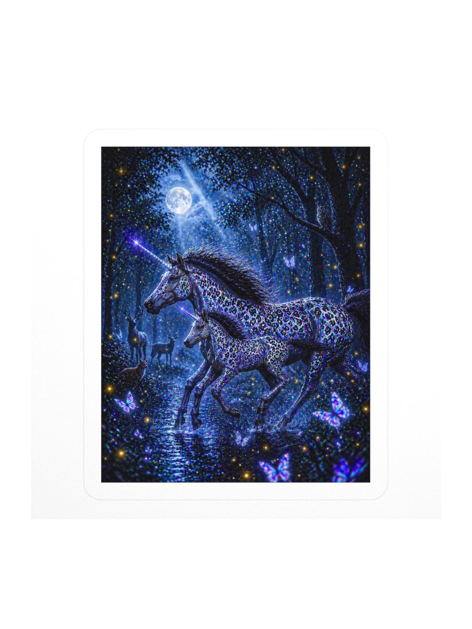 Moonlit Leopard Unicorns Kiss Cut Sticker product image (1)