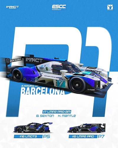 Round 1 of the European Sportscar Championship — 4H Barcelona 🇪🇸

#7 LMP2 Pro-Am — Sexton / Mantle
P1 🥇
Pole, perfect calls, ...