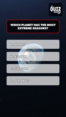 #TheQuizUniverse Comment your score...

Which planet has the most extreme seasons?
What is the name of the first mission to r...