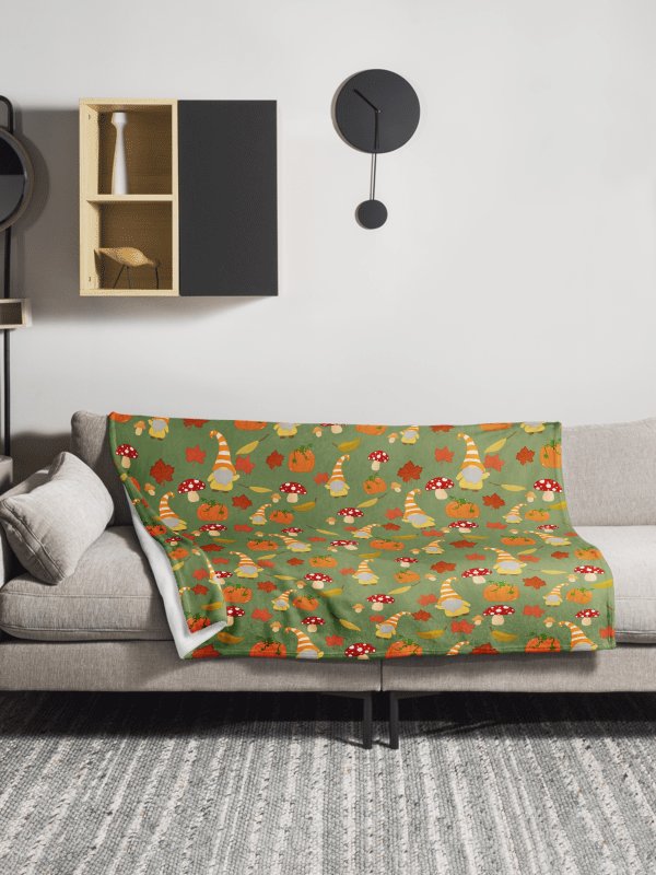 Fall with my Gnomies in Green Throw Blanket product image (2)