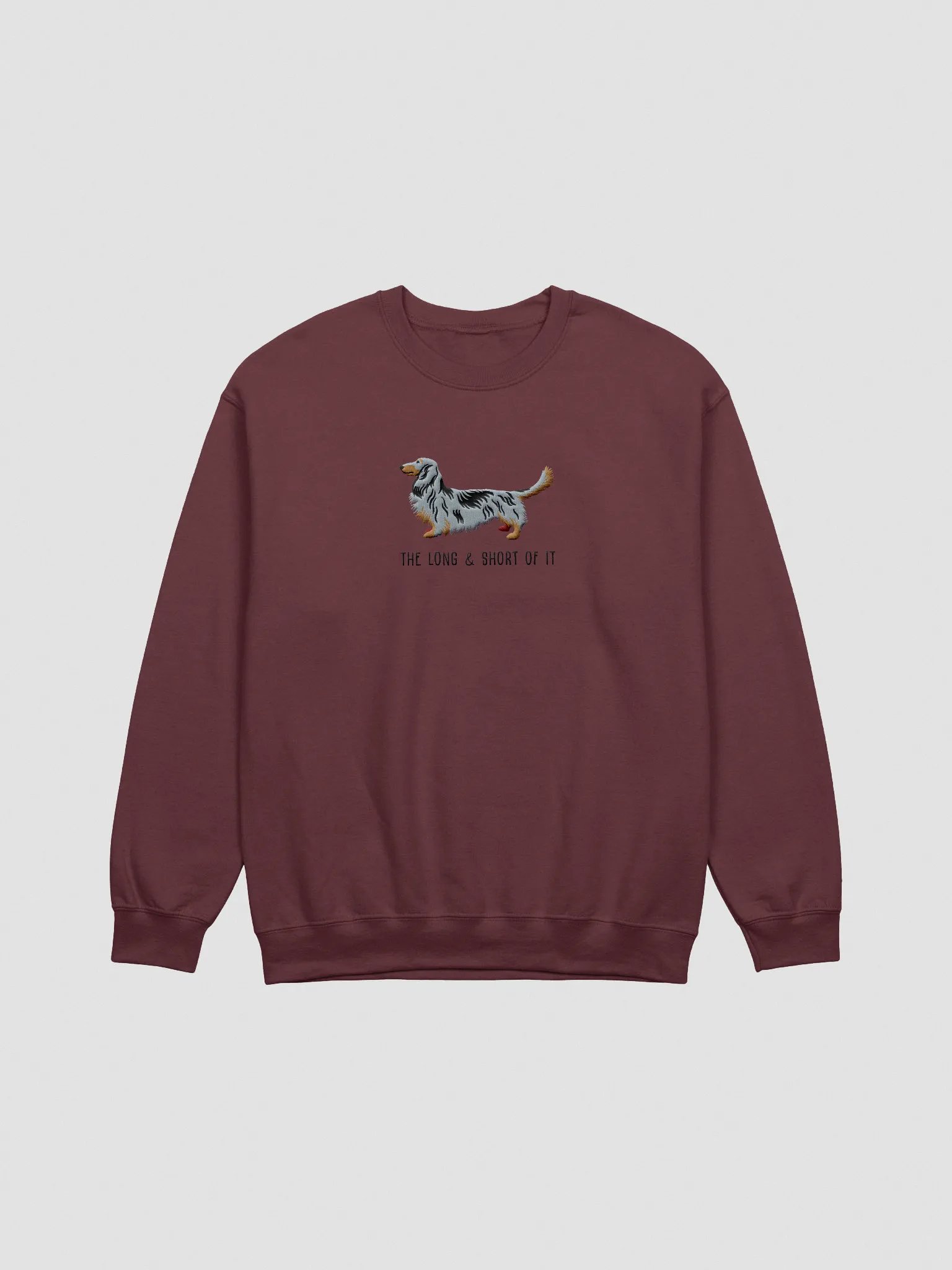 The Long & Short of It Sweatshirt (Embroidered) of a Longhaired Dachshund(Dapple) product image (3)