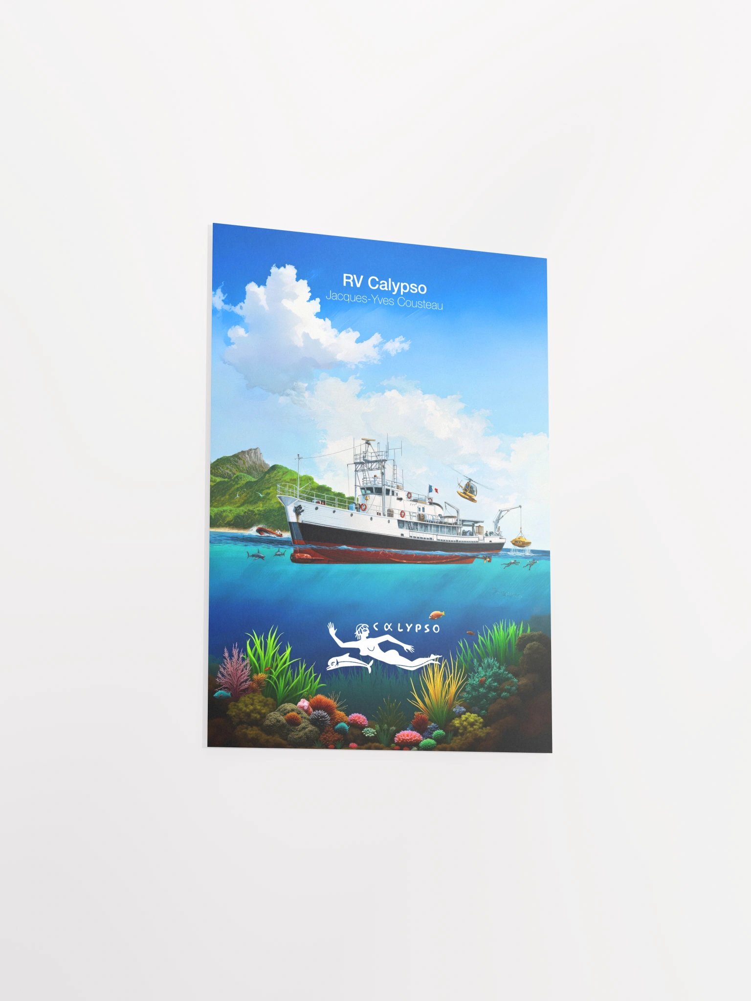 RV Calypso, Jacques Yves Cousteau — tropical travel poster product image (9)