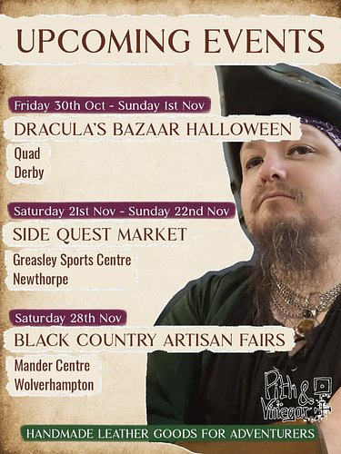 Here's where you can find me over the next few weeks: lording it up with @derbydracula, @thesidequestmarket, and @blackcountr...