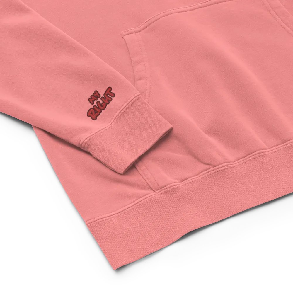 Left and Right embroidered pigment-dyed hoodie (cherry design) product image (1)