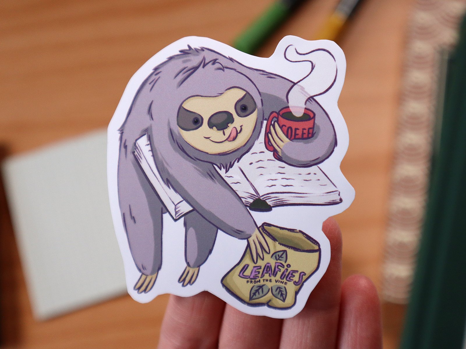 sticker : booklover sloth product image (3)