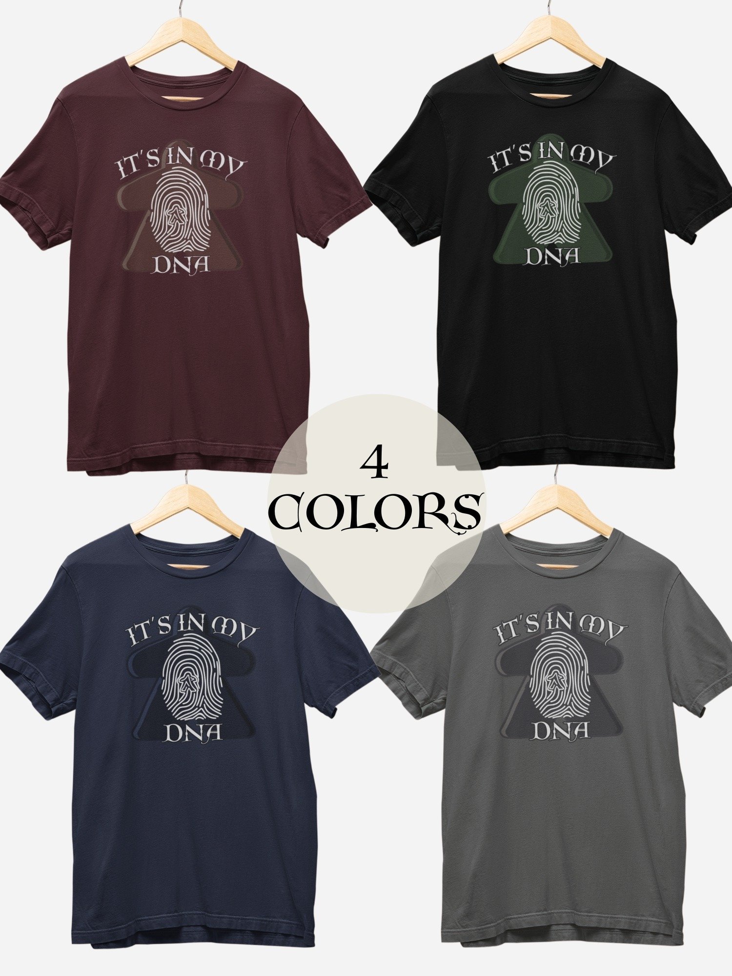 Meeple DNA Shirt for Board Gamers, Fingerprint Meeple Board Game T-shirt, It's in my DNA navy product image (4)