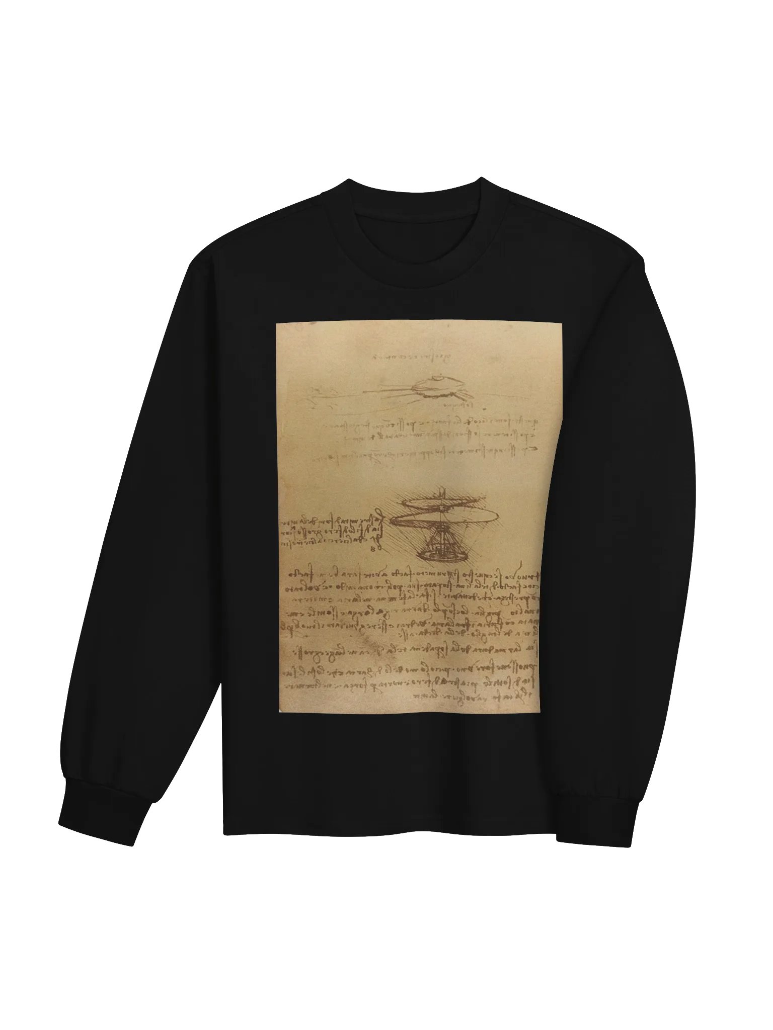 Studies of Flying Machines (Aerial Screw and Ornithopter) Leonardo da Vinci - Long Sleeve product image (19)