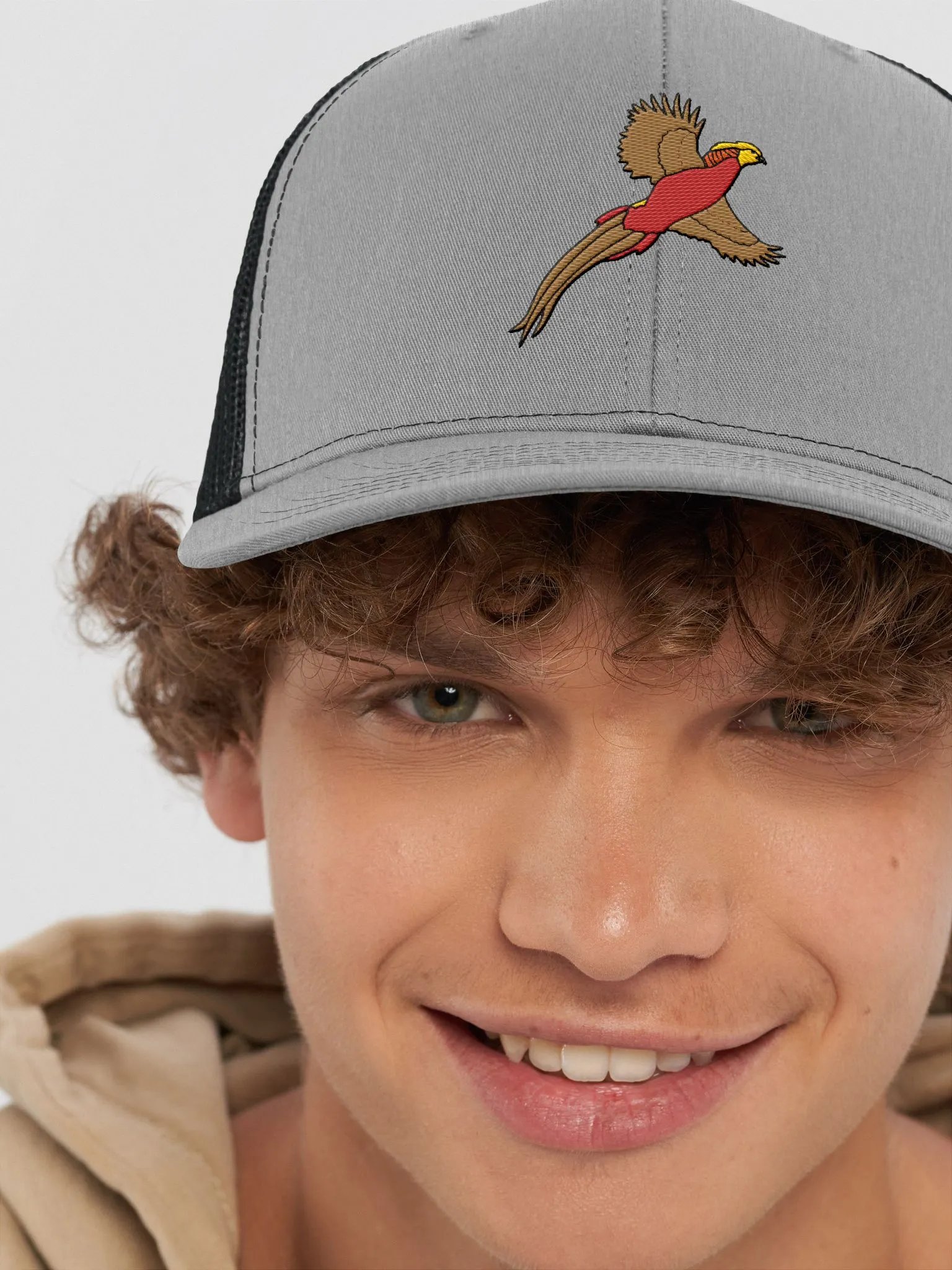 Grey trucker cap with logo. product image (16)