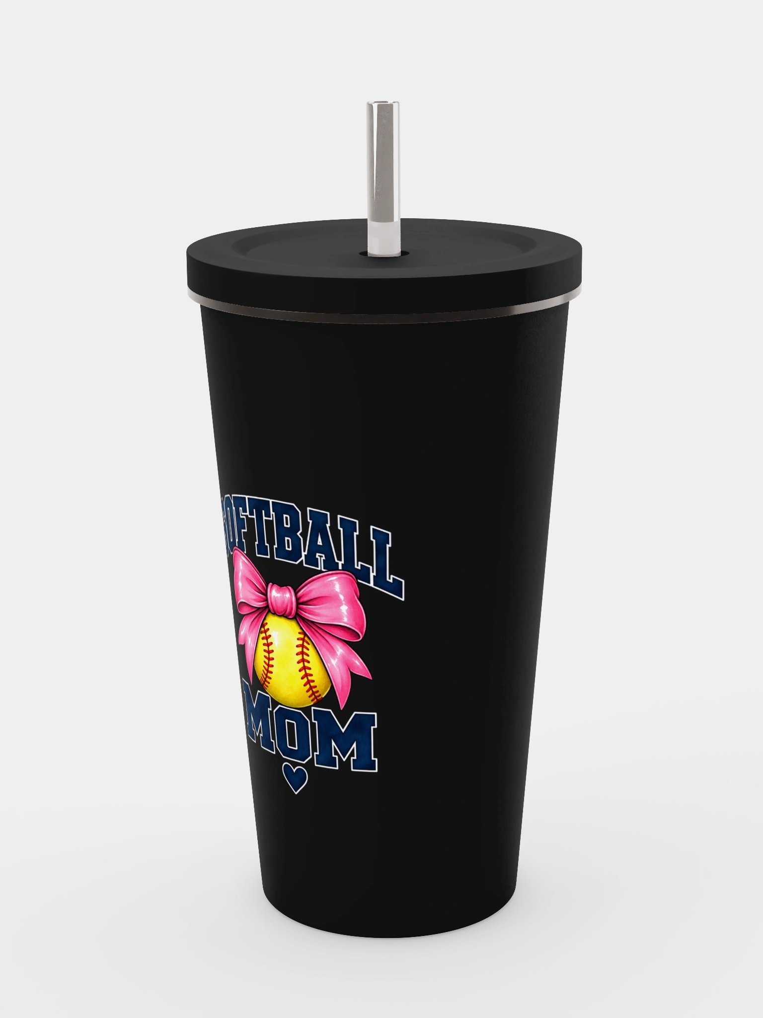 Softball Mom Bow Tumbler | Insulated Cup with Straw product image (5)