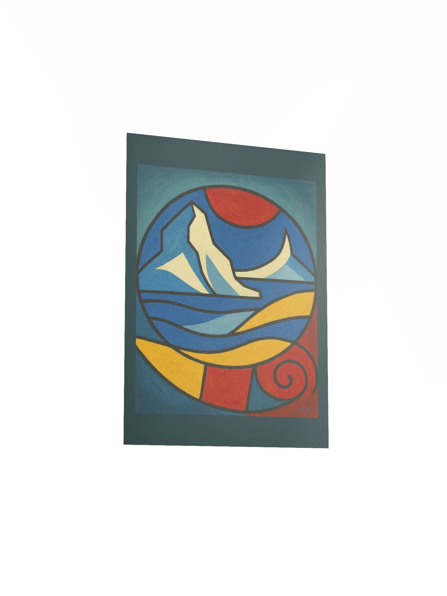 Greenland Reverie – Scandinavian Art Style Poster - Abstract Landscape in Vivid Primary Colors product image (3)
