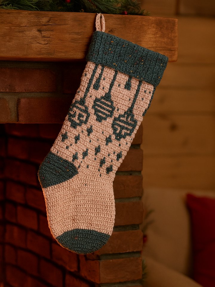 Deck The Halls Mosaic Crochet Stocking Pattern product image (2)