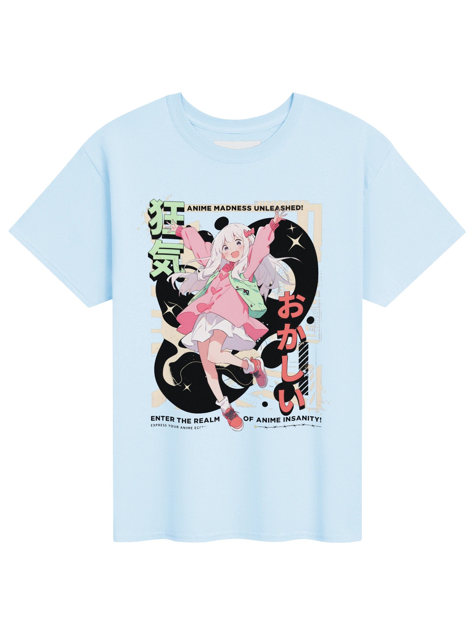 "ANIME Madness Unleashed" T-Shirt – Baby Blue Oversized Japanese Graphic Tee product image (1)