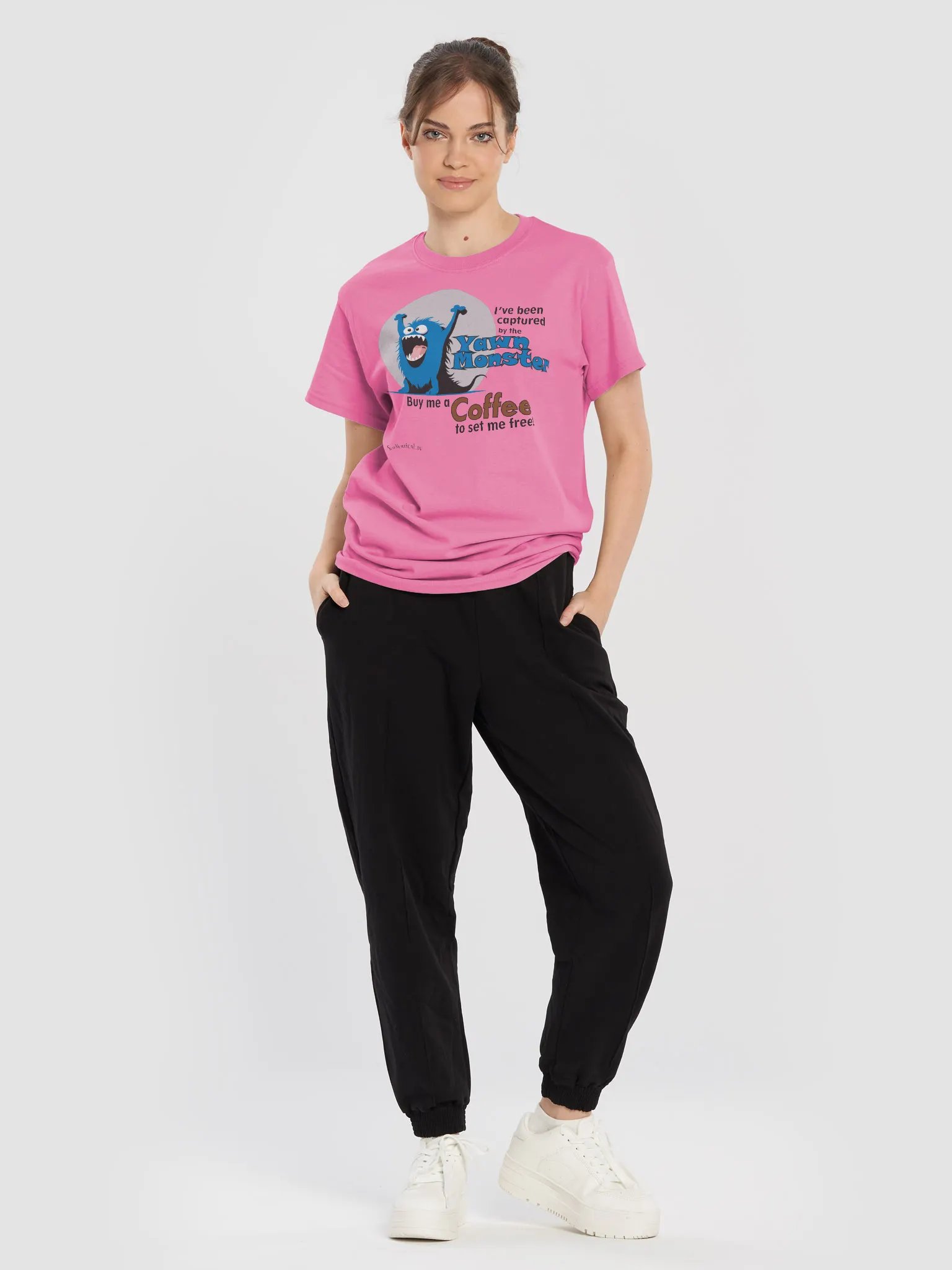 Blue Yawn Monster Buy Me a Coffee light color t-shirt product image (11)