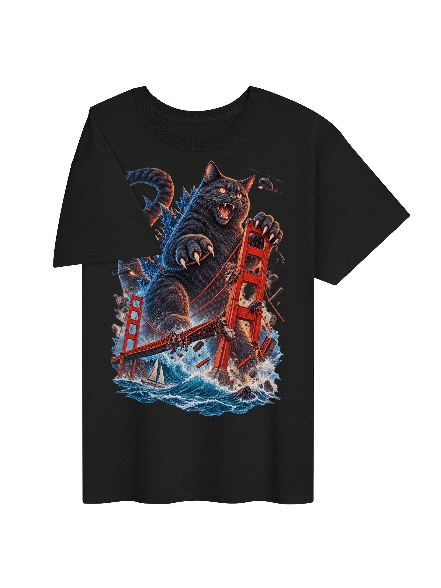 Giant Black Cat San Francisco Monster T-Shirt – Vintage Kaiju Graphic Tee product image (3)