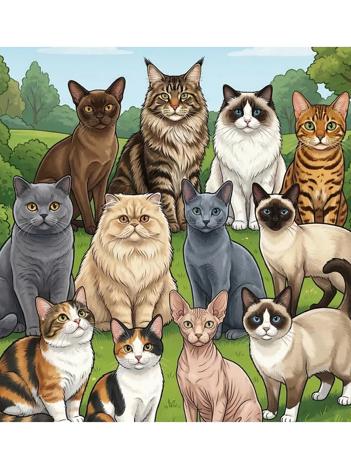 12 Cat Breeds Colouring Pages ( 24 pages ) product image (2)