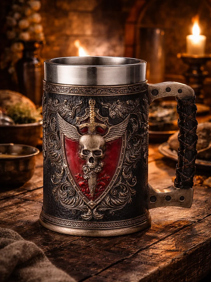 The Armored Kingdom Red Skullblade Mug(15oz)-Gothic Design-Large Mug-Heavy Duty-Gothic Decor product image (1)