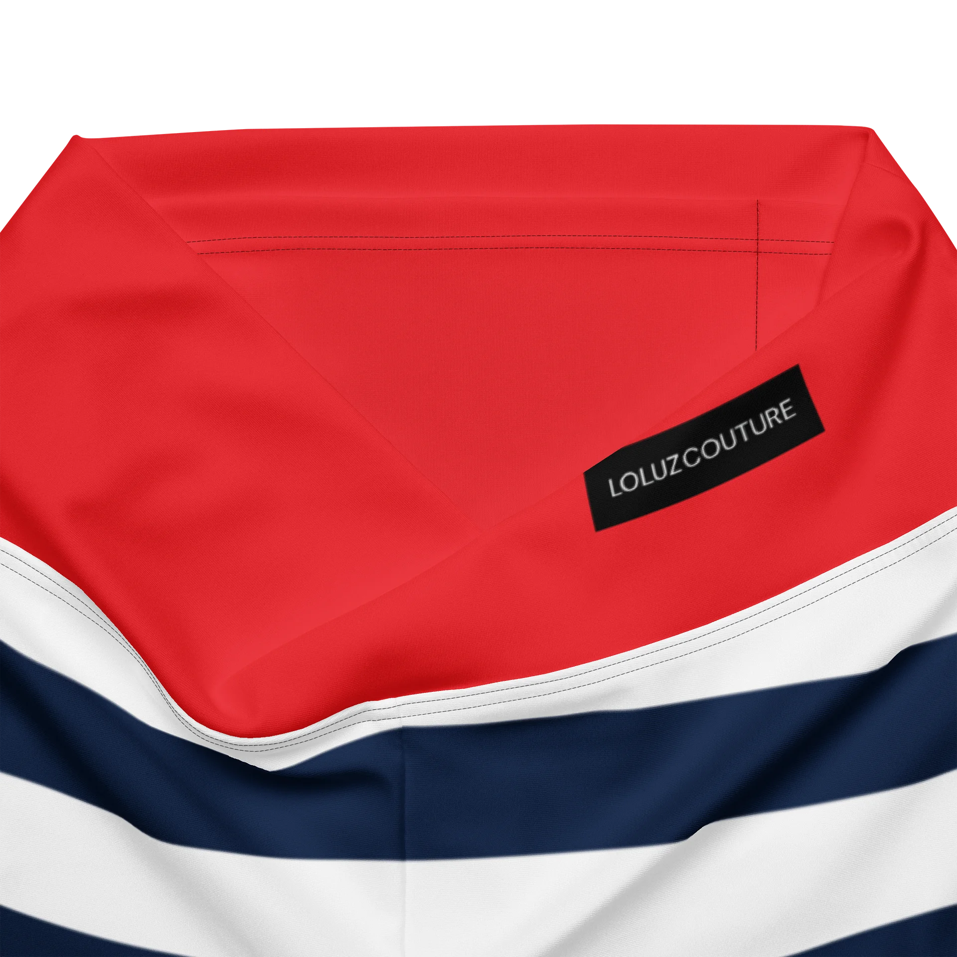 Nautical Stripe High-Waisted Flare Leggings with Red Waistband product image (10)