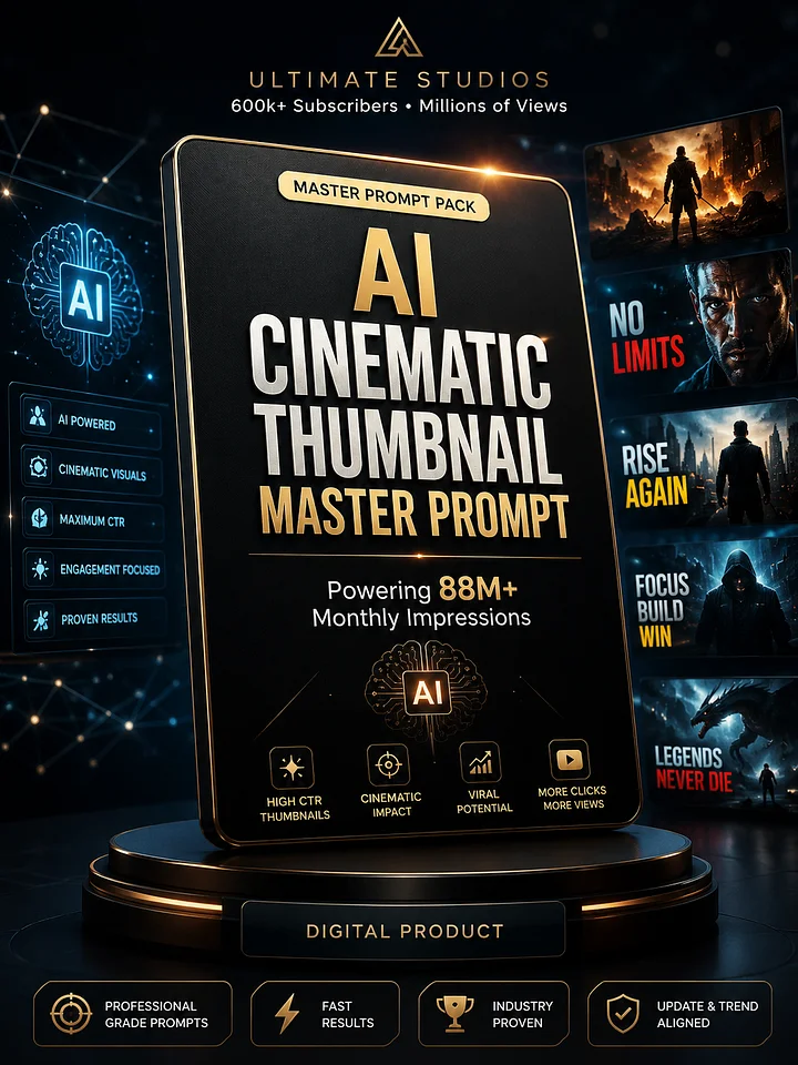 AI Cinematic Thumbnail Master Prompt | Powering 88M+ Monthly Impressions product image (1)