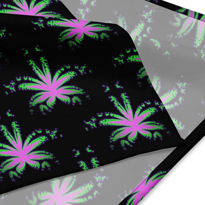 Black Pink Green Purple Pot Leaf Pattern Bandana, Cannabis Stoner 420 Fashion product image (1)