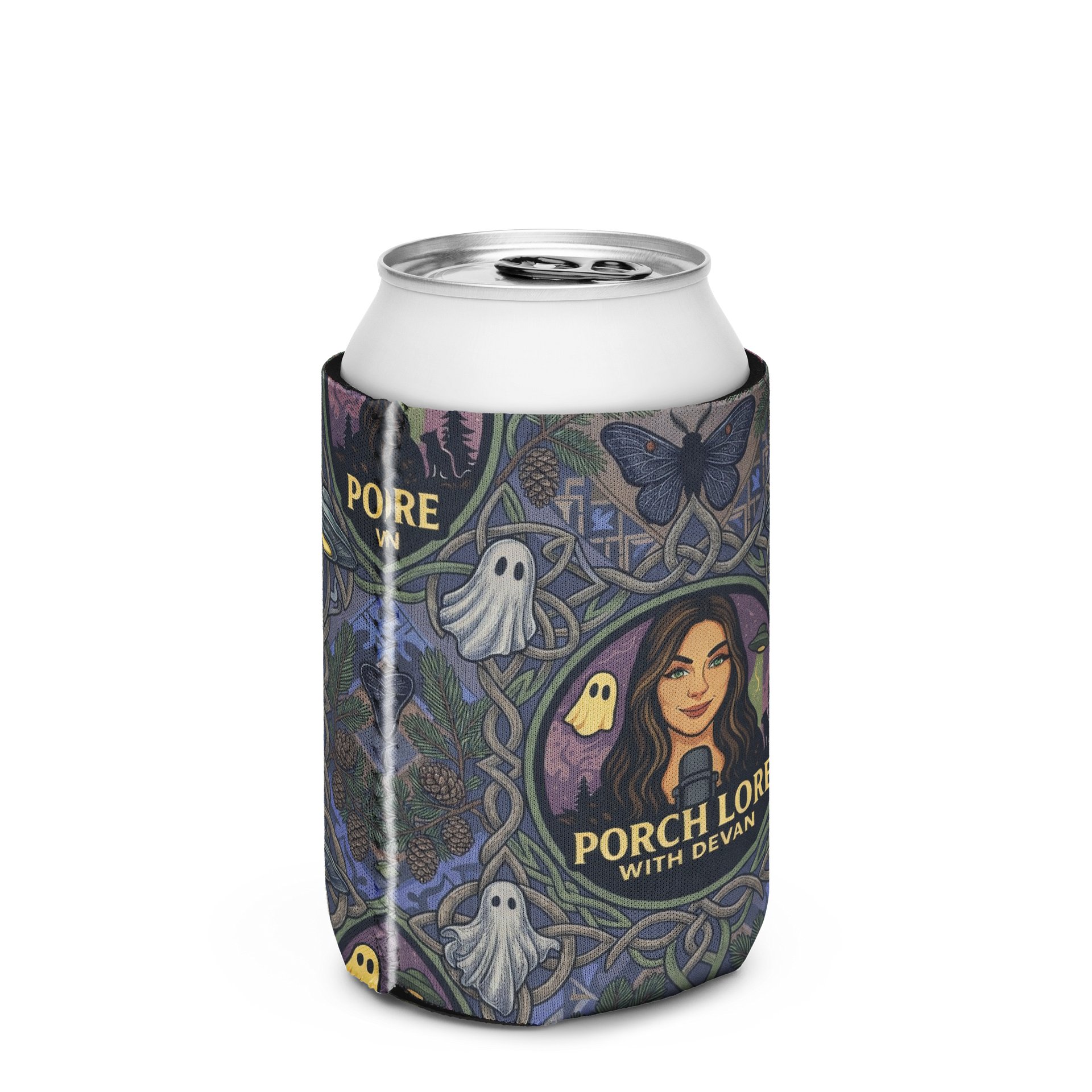 PORCH LORE DEVAN PERIWINKLE MOTH COOZIE CAN COOLER product image (2)