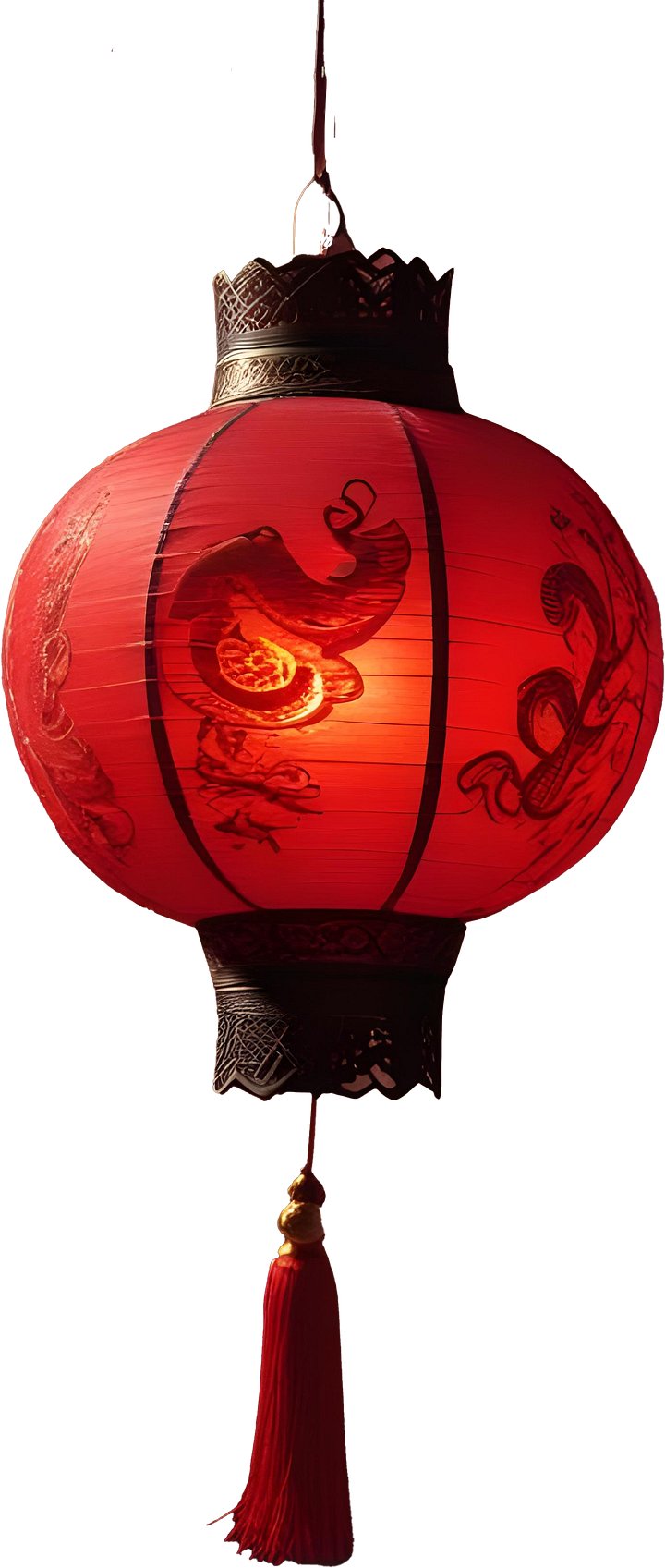 Chinese Hanging Lantern – Traditional Red Tassel Design PNG product image (1)