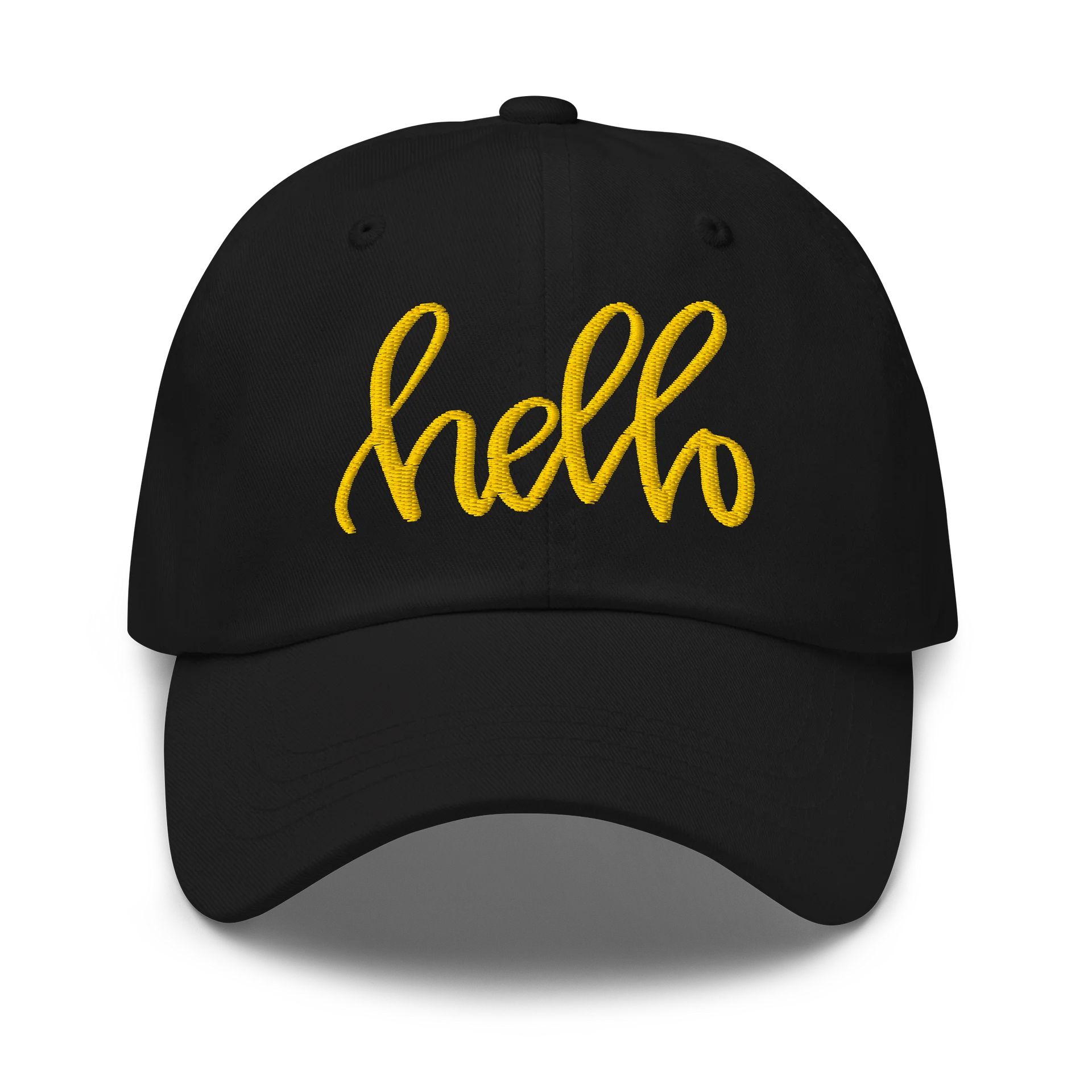 AK’s Hello! — Soft Golden Yellow on Black - Hat product image (1)