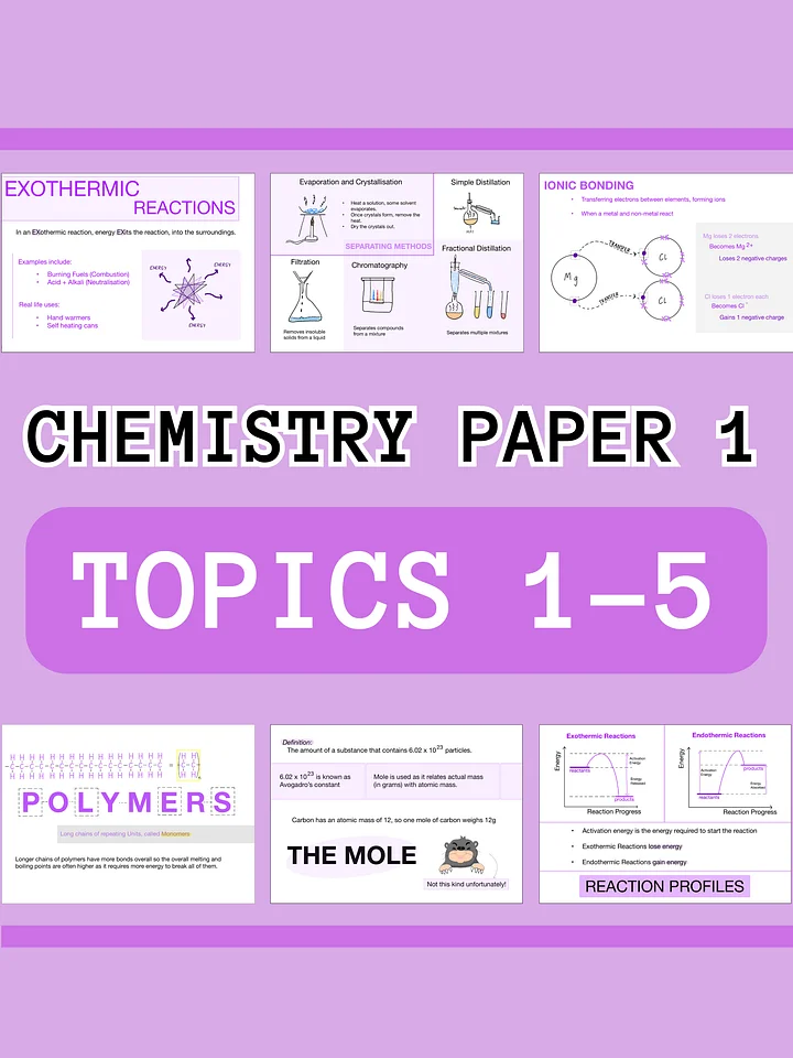 AQA GCSE Chemistry Paper 1 Revision Notes (35 Pages) | Revision Made Easy product image (1)