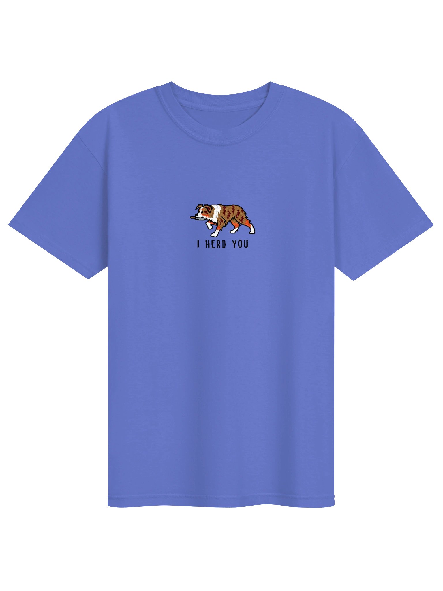 I Herd You Funny Chibi-Style Embroidered T-Shirt for Australian Shepherd(Red Merle) Owners product image (37)