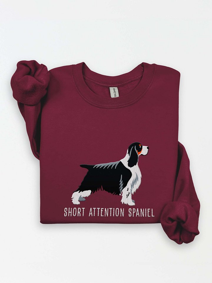 Short Attention Spaniel Sweatshirt (Embroidered) of an English Springer Spaniel(Tricolor, Show Type) product image (1)