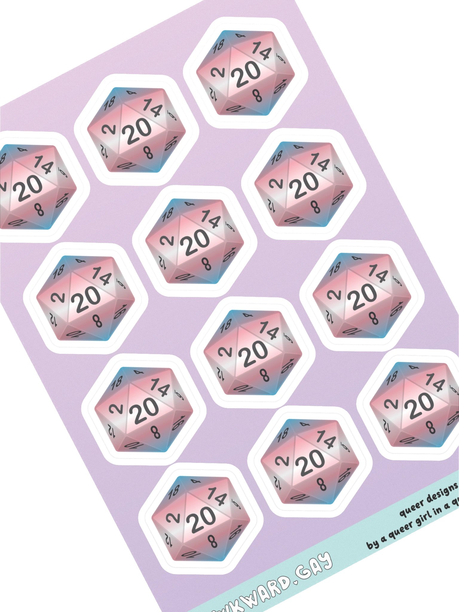 Trans Pride D20 Sticker Sheet product image (1)