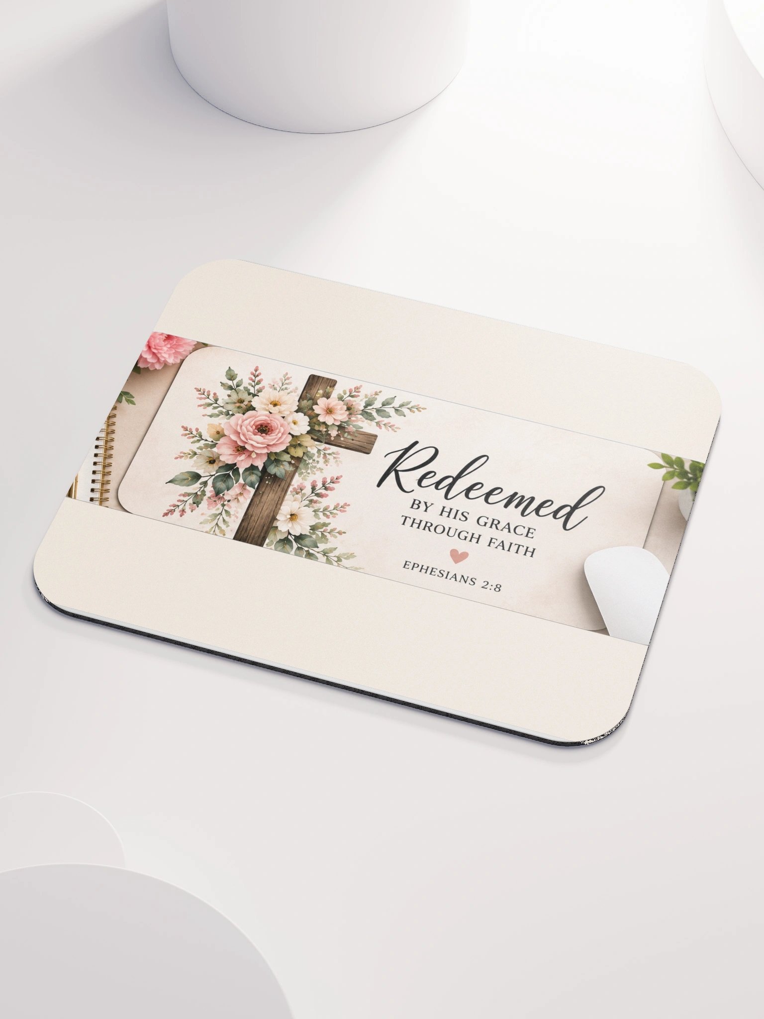 Redeemed Floral Cross Mouse Pad product image (3)