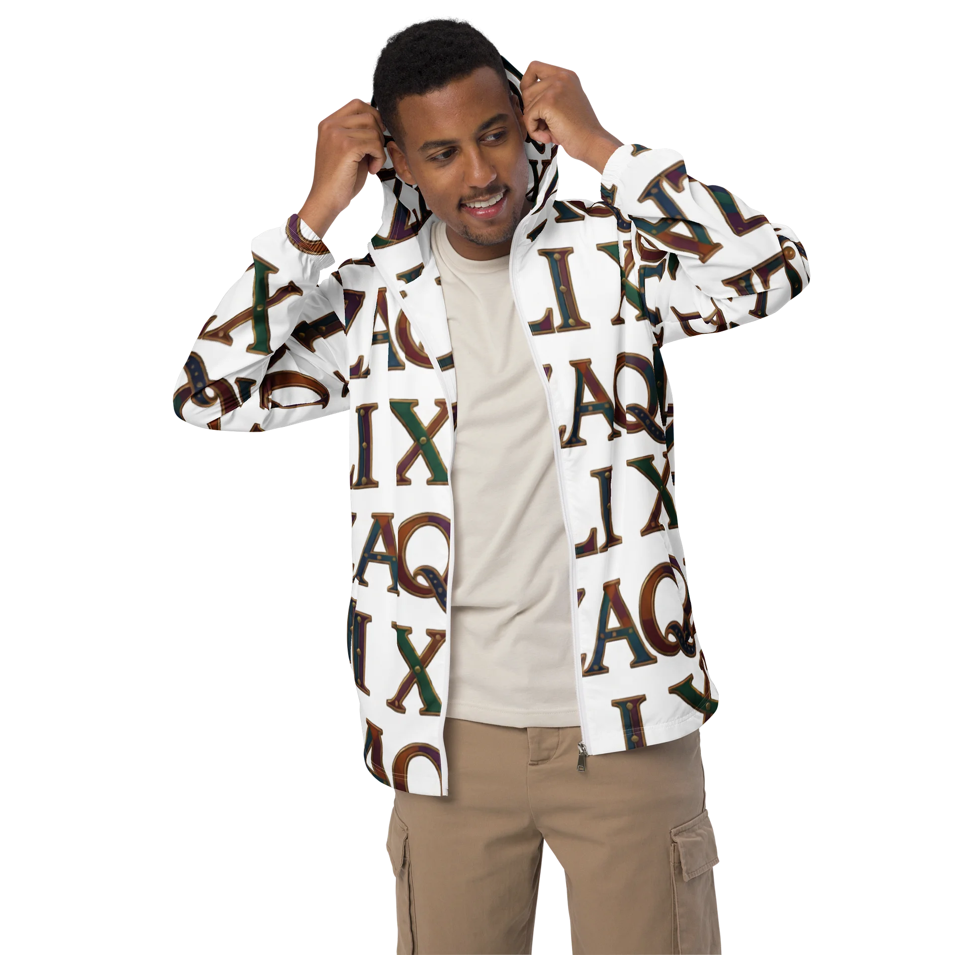 XZAQLI Men's Ivory Monogram Windbreaker product image (5)