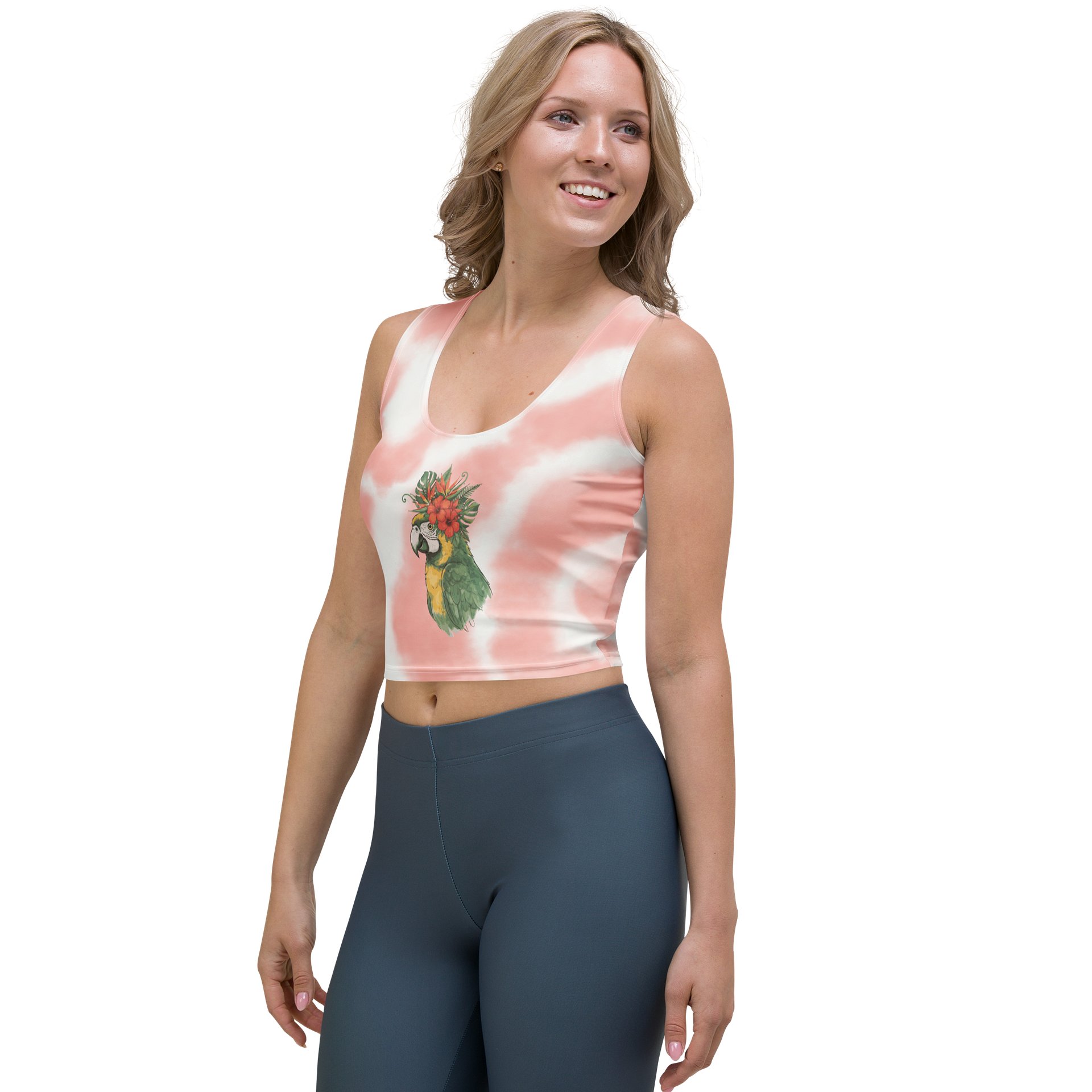 Flower-Crowned Bird Pink Spiral Crop Top product image (3)