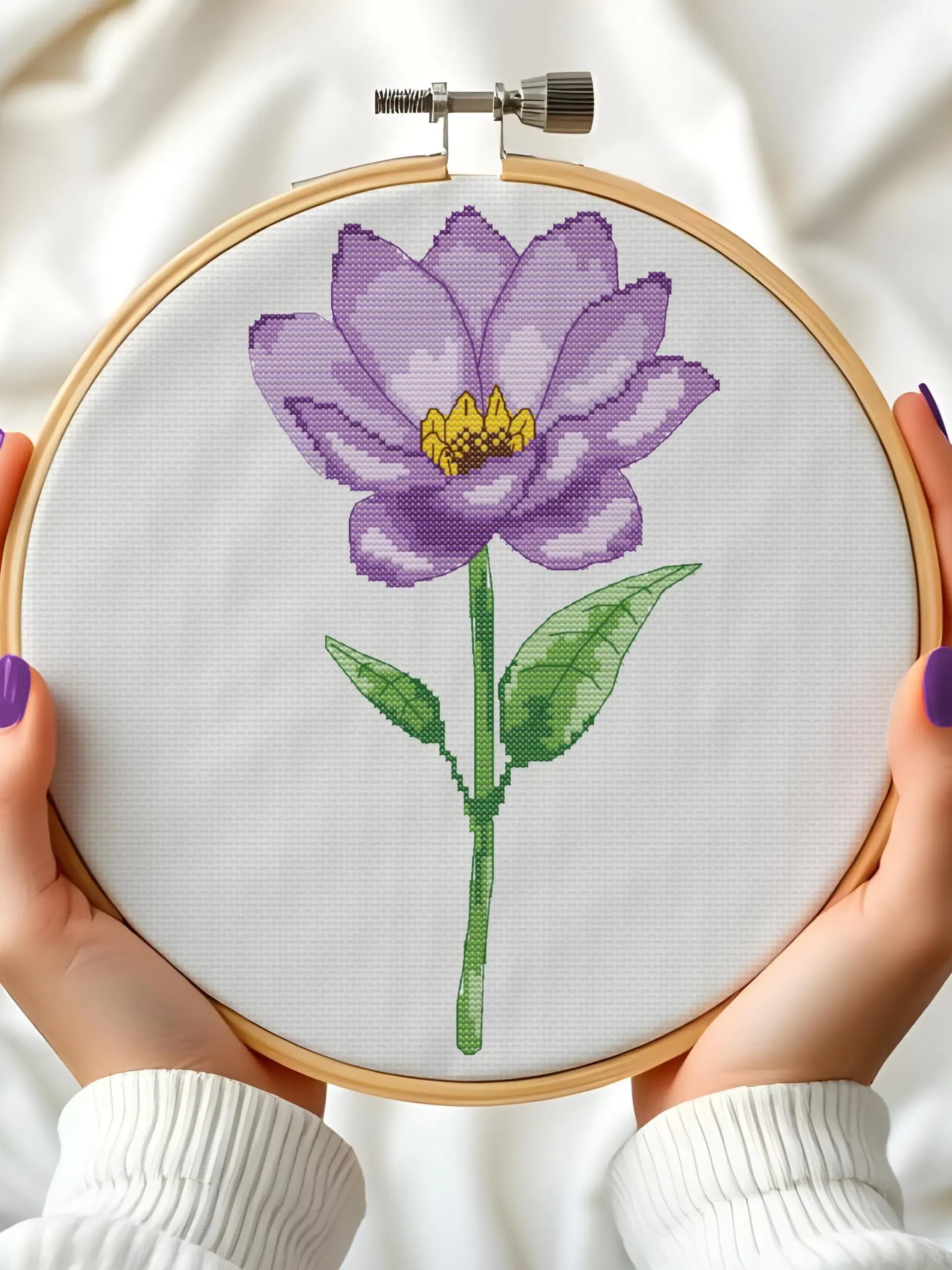 Purple Lotus Flower Cross Stitch Pattern product image (6)