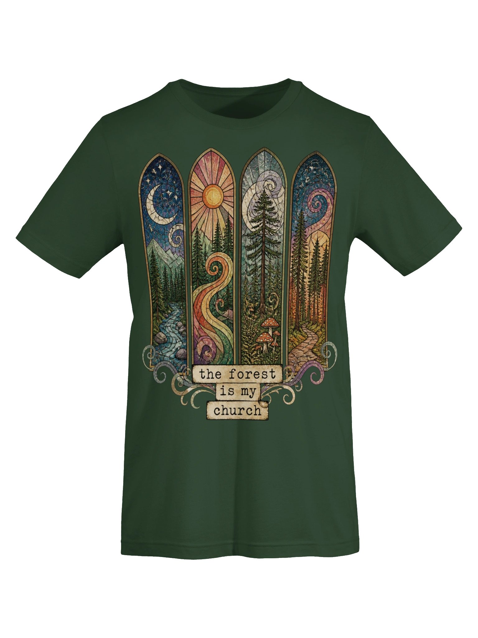 Forest Is My Church Shirt, Stained Glass Nature Lover Tee product image (6)